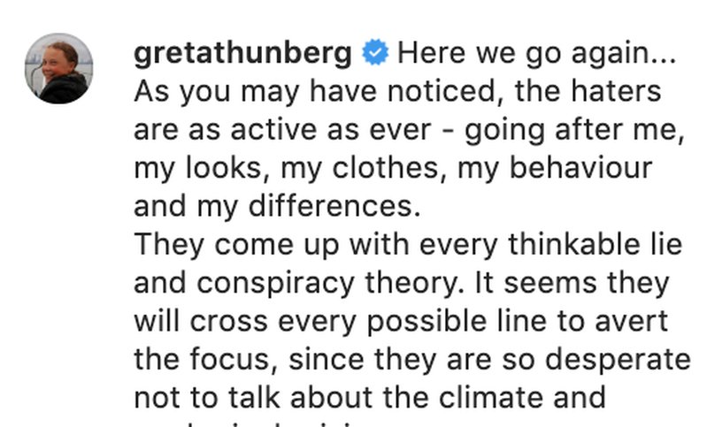 Bildkälla: Instagram/gretathunberg Bildkälla: Instagram/gretathunberg